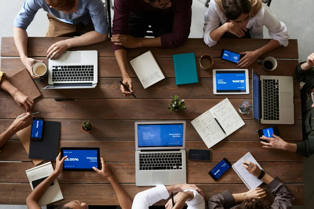 Team collaborating at Beyond Horizons Migration Services office, assisting clients with Australian visa and migration enquiries.